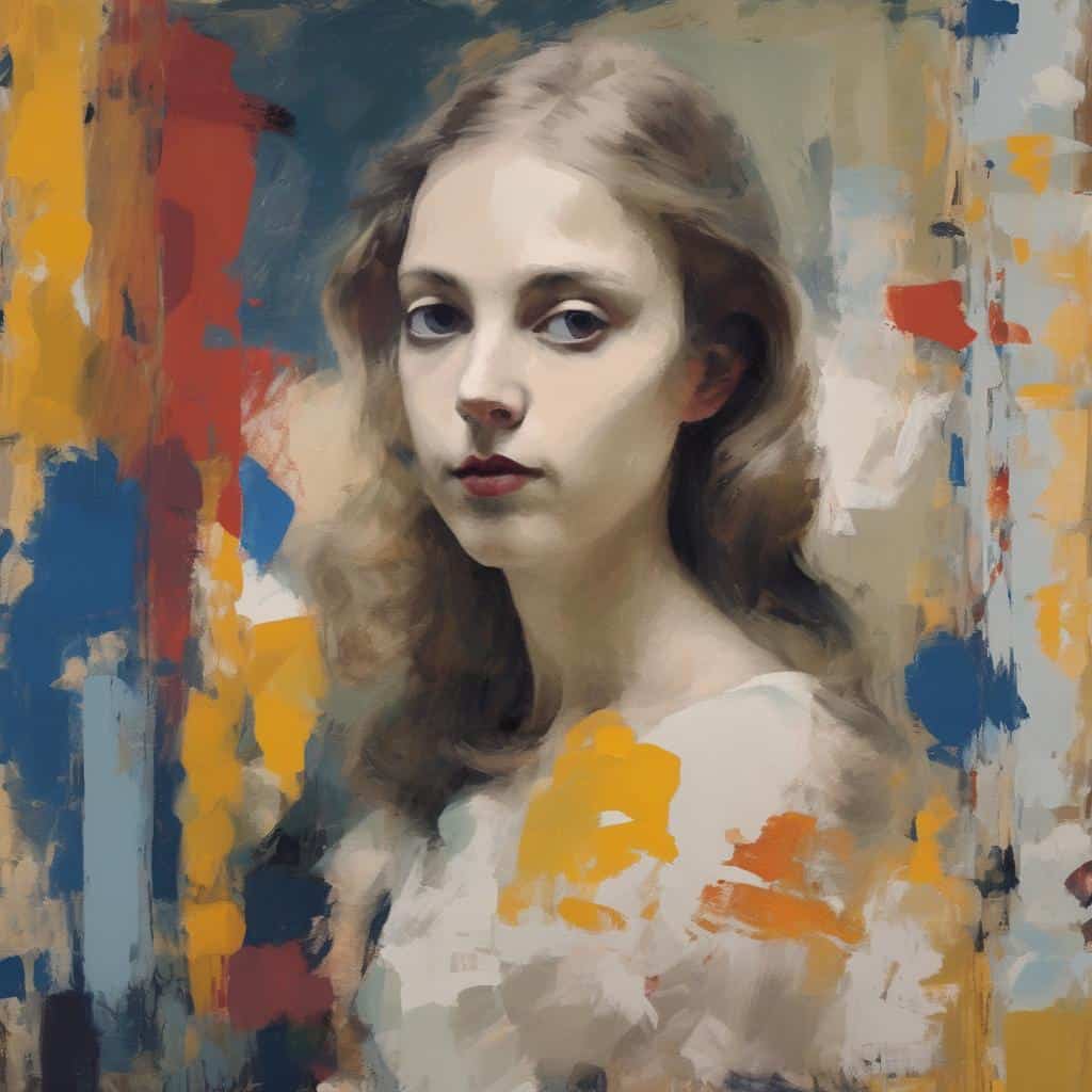 Φωτογραφία πορτραίτου γυναίκας με ζωγραφικό εφέ, χρώματα και κίνηση στην τέχνη.